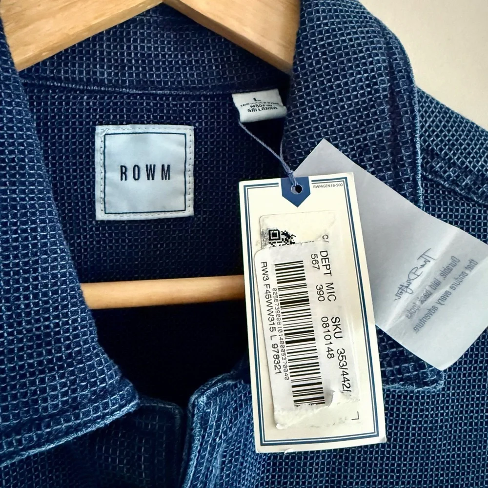 ROWM Shacket/Jacket Waffle Texture Indigo Dyed for Men Casual Chore Barn